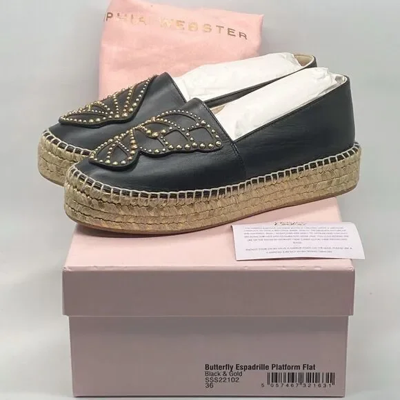 Sophia Webster Butterfly Platform Espadrille Flats size 36